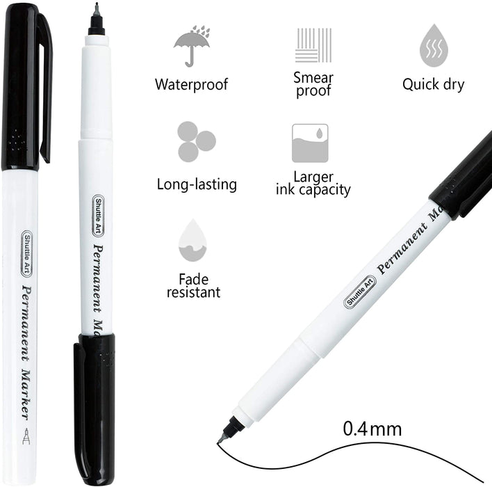 Black Permanent Markers, Ultra Fine Point - Set of 30