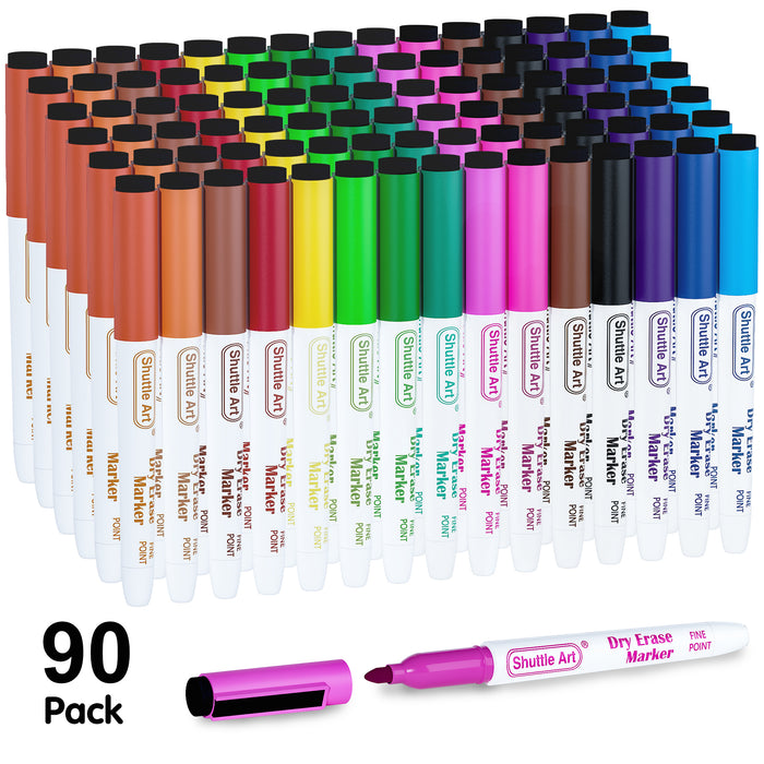 Dry Erase Markers, 15 Colors - Set of 90