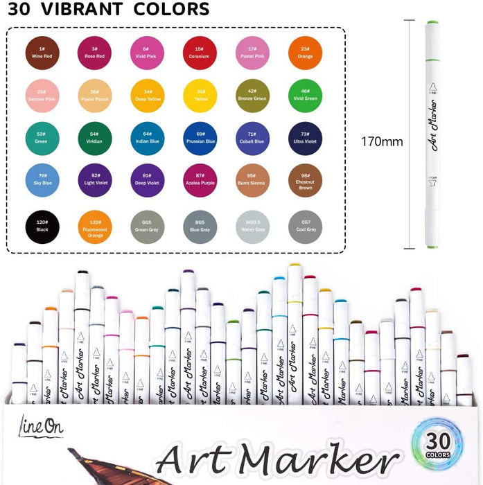 Dual Tip Art Markers - Set of 30