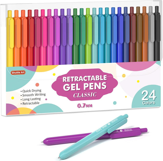 Retractable Gel Pens, Set of 24 Colors