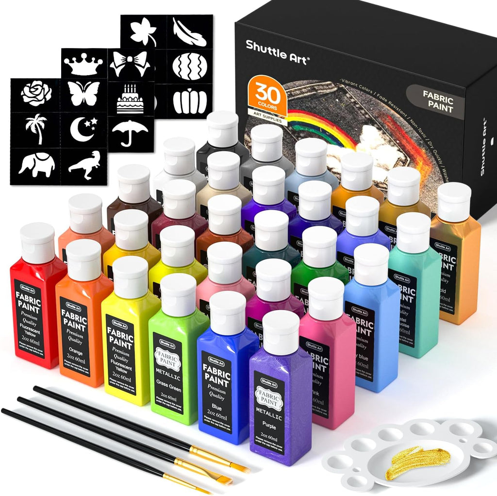  Fabric Paint Set, 40 Colors (2 oz/Bottle) Textile Paints with  12 Art Brushes, No Heating Needed & Washable Fabric Paint, Art Supplies for  Clothes, Canvas, T-Shirts, Jeans : Arts, Crafts 