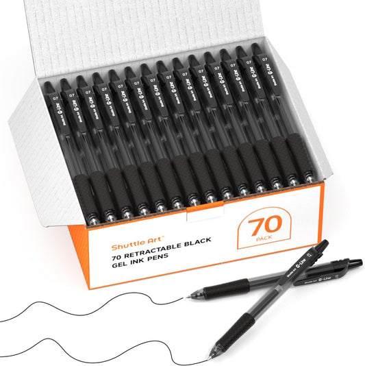 Retractable Black Gel Pens- Set of 70