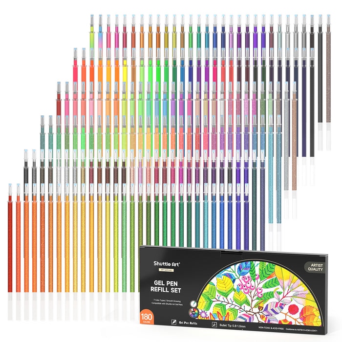 Colored Gel Pen Refills - Set of 180 Colors