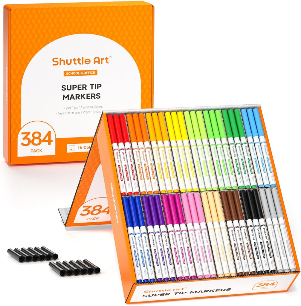  Shuttle Art 216 Pack Washable Markers, 8 Assorted