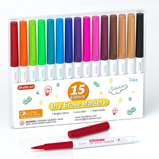 Ultra Fine Dry Erase Markers, 15 Colors