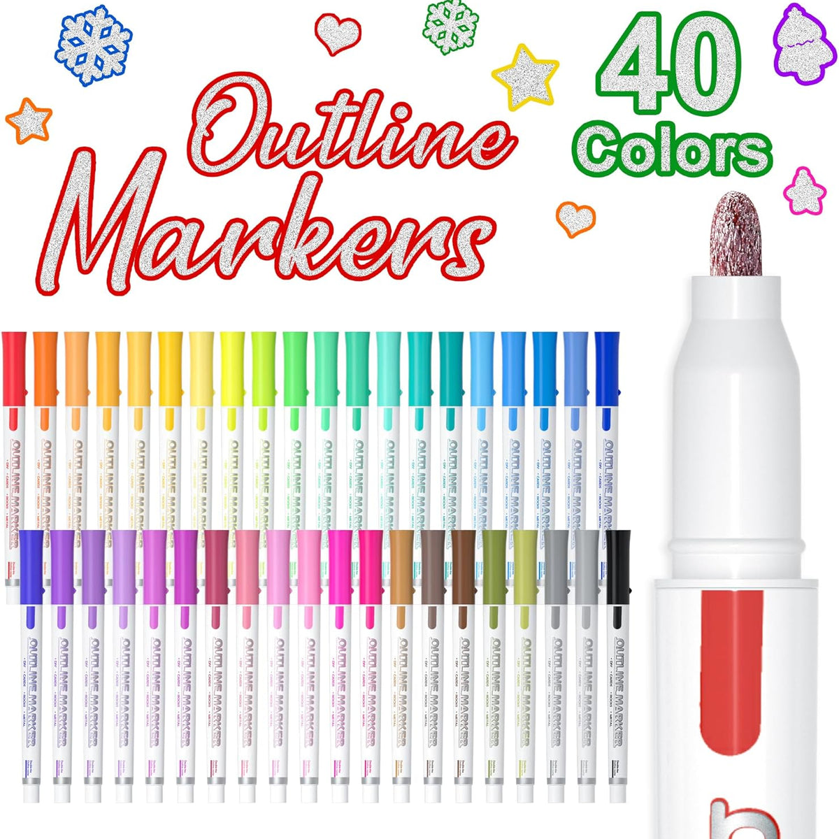 Double Line Outline Markers- 40 Colors