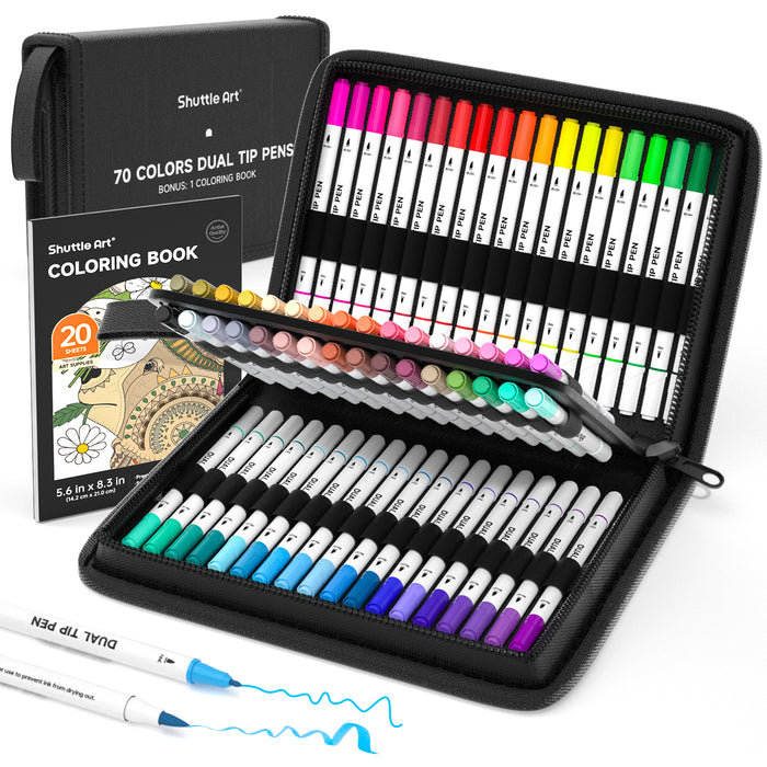 Dual Tip Brush Pens Art Markers - Set of 70 Colors