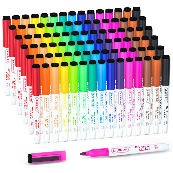 Dry Erase Markers, 15 Colors - Set of 90