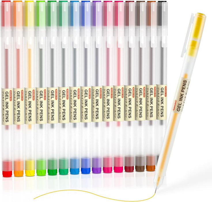 Colored Gel Ink Ball Point Pens - Set of 15