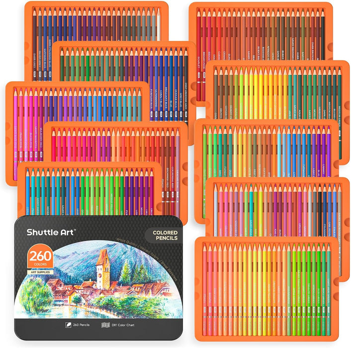 180 Colored Pencils Shuttle Art Soft Core Coloring Pencils Set with 4  Sharpener
