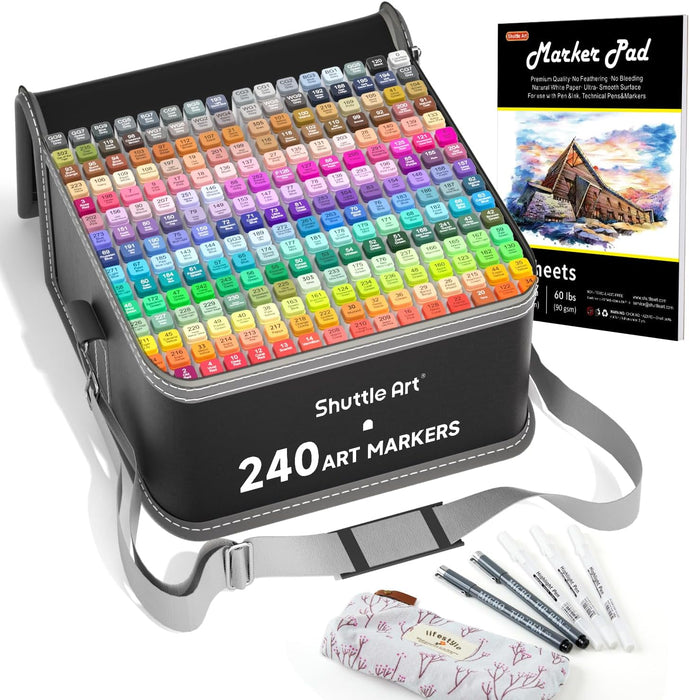 240-Piece Drawing Art Kit & 36 Colors Dual Tip Pens