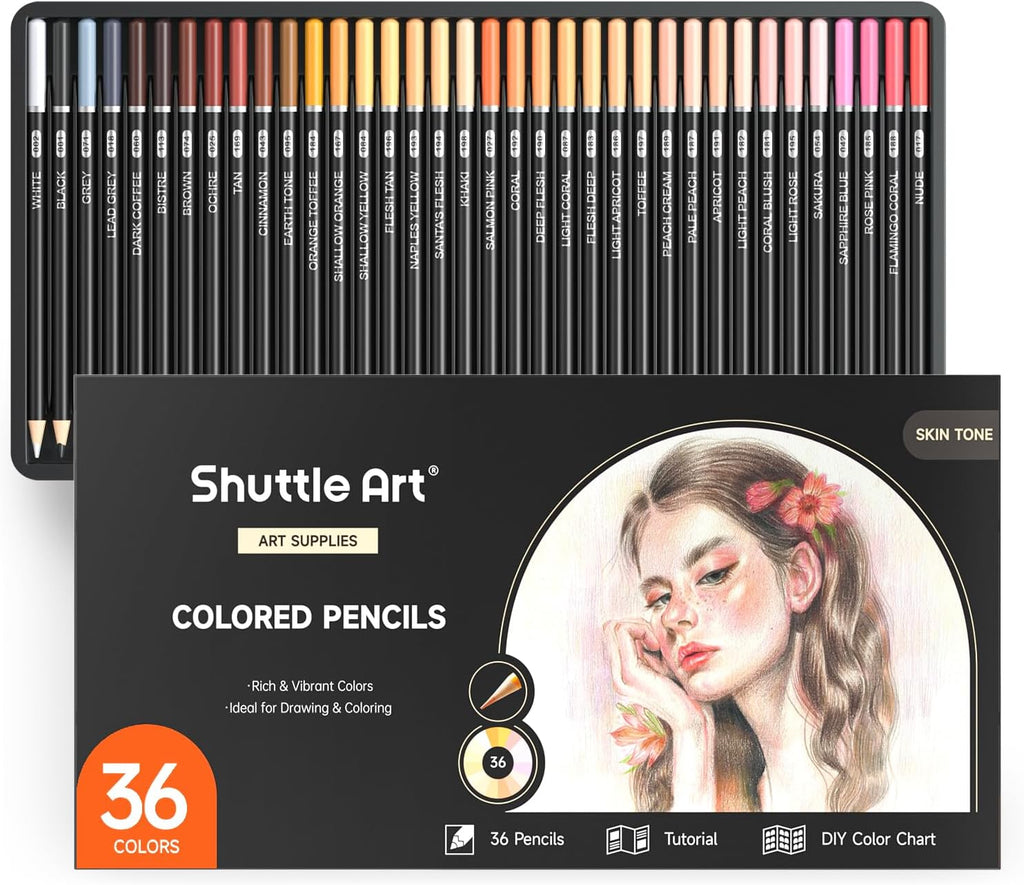 Set of 36 Color by Number Colored Pencils in a Tin