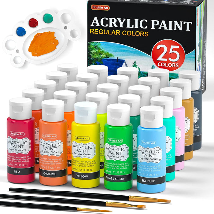 Acrylic Paint, 2oz/60ml Bottles - Set of 25