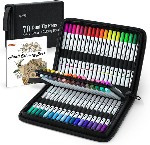 Dual Tip Brush & Chisel Tip Art Marker - Set of 50 Colors plus 1 Blender