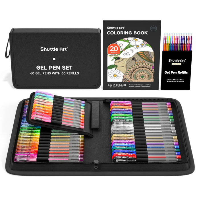 Gel Pen Set, 60 Colored Gel Pen with 60 Refills - Set of 120