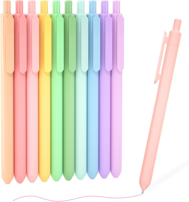 Retractable Gel Pens - Set of 10 Pastel Ink Colors