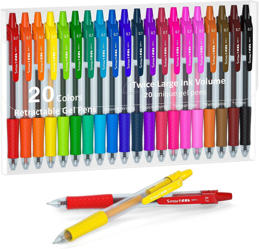 Retractable Gel Ink Pens, Medium Point(0.7mm) - Set of 20