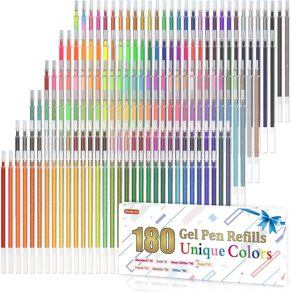  feela 360 Colors Gel Pens Set 180 Unique Gel Pen Plus 180  Refills for Adult Coloring Books Drawing : Office Products