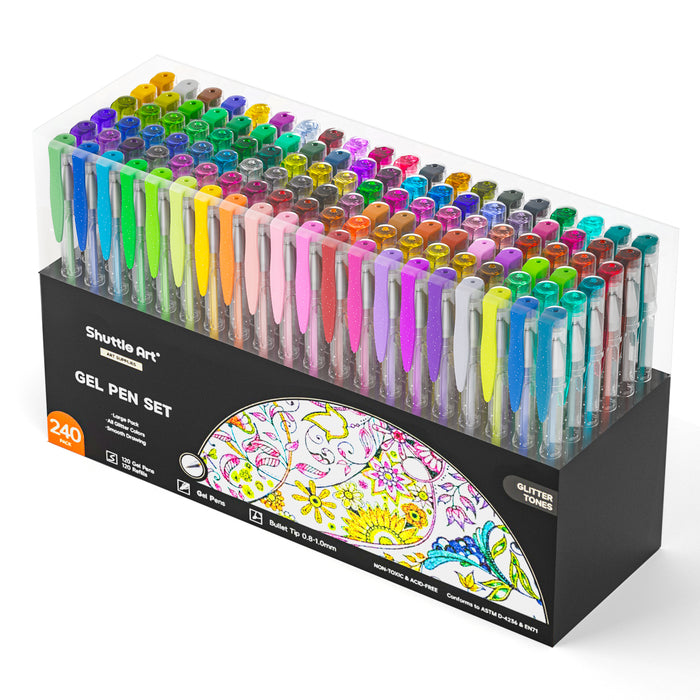 Colored Glitter Gel Pens, 120 Colors Gel Pen with 120 Refills - Set of 240