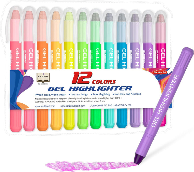 No Bleed Gel Highlighter, Bible Highlighters, Assorted Colors, Pack of 8