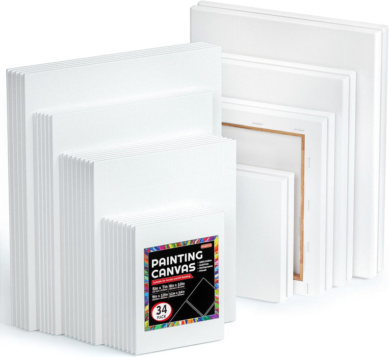 Canvases for Painting, Multi Sizes - Set of 34