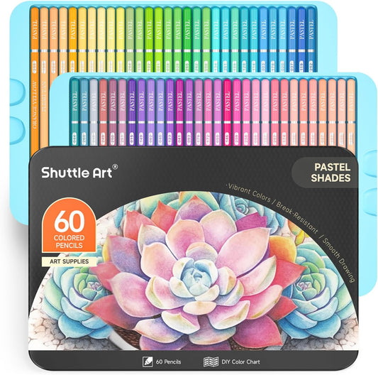 Colored Pencils, Pastel Colors - Set of 60