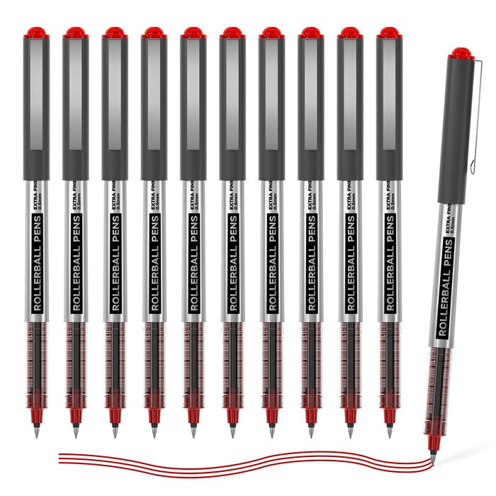 Red Liquid Ink Rollerball Pens - Set of 10