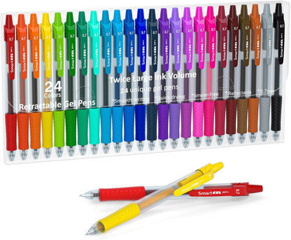 Retractable Gel Ink Pens, Medium Point(0.7mm) - Set of 24