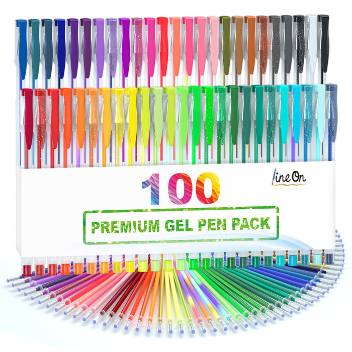 Gel Pens Set, 50 Colors Gel Pens with 50 Refills- Set of 100