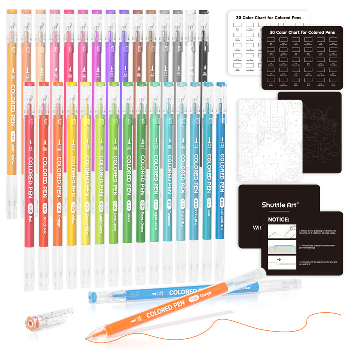 Colored Pens- Set of 30 Colors, 0.6mm Fine Point