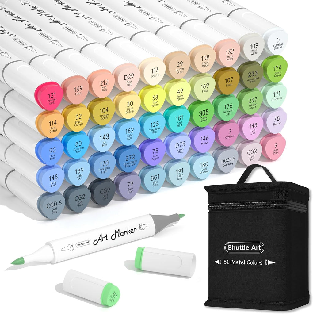 RESTLY 50 Pastel Colors Brush Markers Pens for Adult Coloring