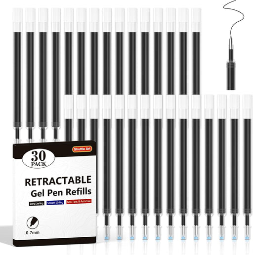 Retractable Black Gel Pens, 20 Gel Pens with 28 Refills - Set of 48 —  Shuttle Art