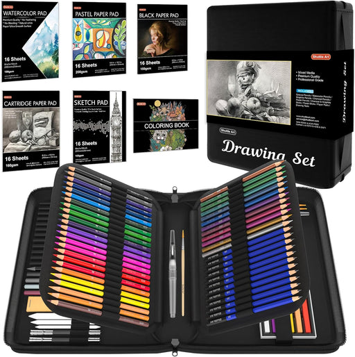 Shuttle Art Sketching and Drawing Pencils Set, 37-Piece Professional Sketch  Pencils Set in Zipper Carry Case, Drawing Kit Art Supplies with Graphite