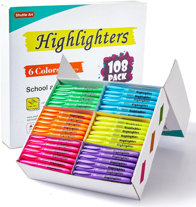 Highlighters Assorted Colors, 6 Colors - Set of 108