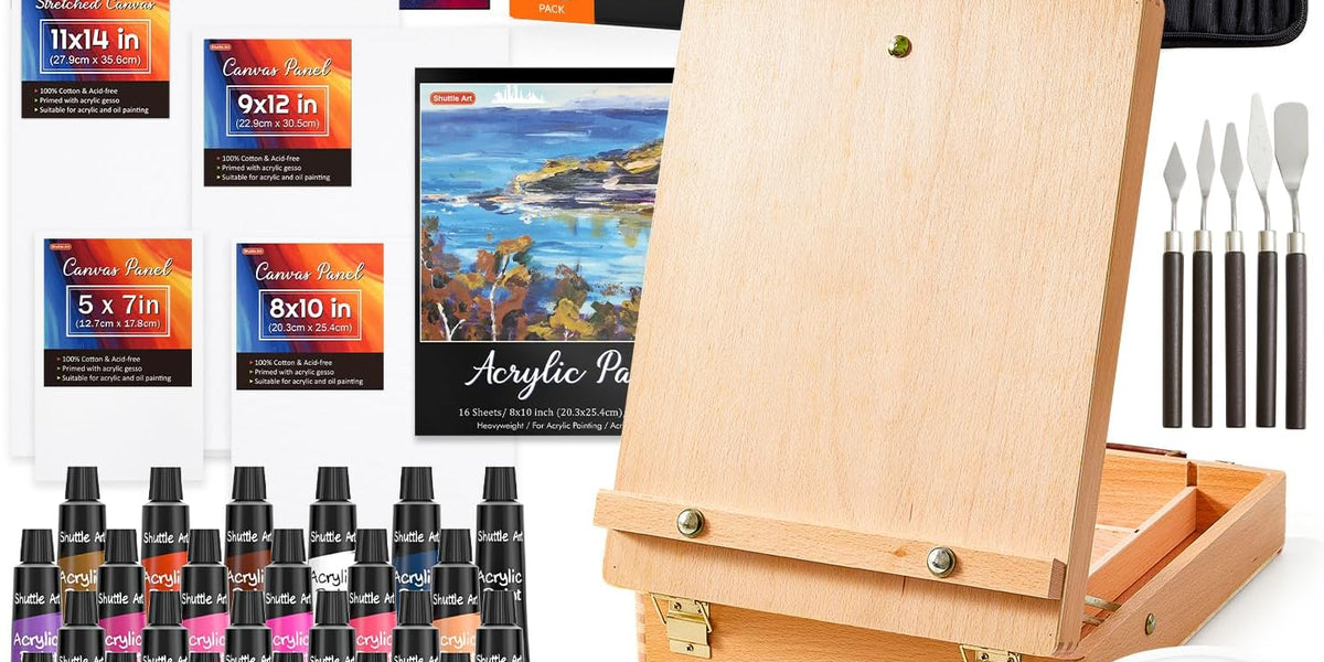 Acrylic Painting Set - 65 Pack with Wooden Easel — Shuttle Art