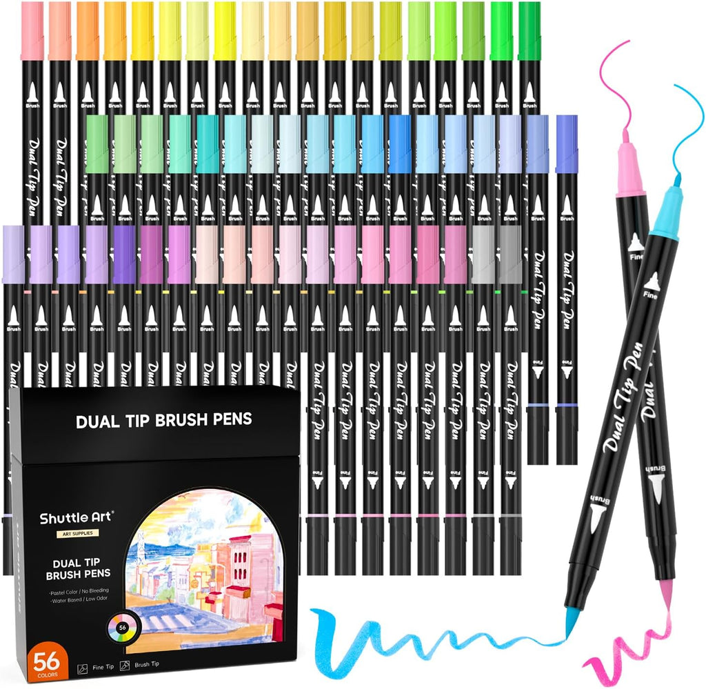 Shuttle Art 51 Colors Dual Tip Alcohol Based Art Markers, 50 Colors plus 1  Blender Permanent Marker Pens Highlighters with Case Perfect for