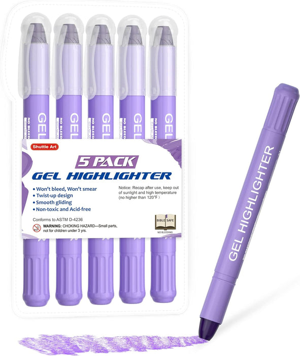 Purple Gel Highlighters - Set of 5