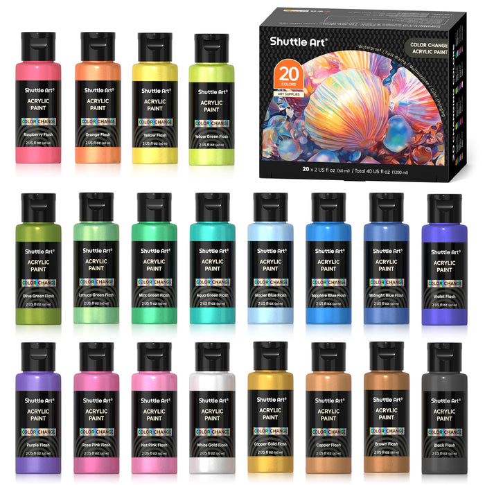 Color Change Acrylic Paint Set of 20 Chameleon Colors