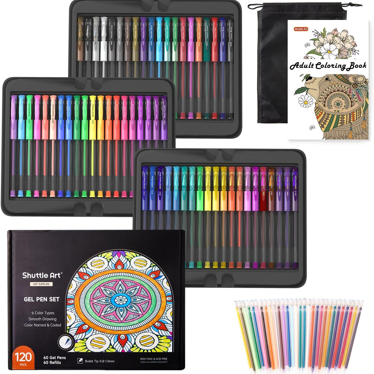 60 Pack Gel Pens, Shuttle Art 30 Coloured Gel Pen Kuwait