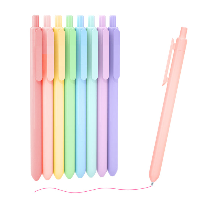 Retractable Gel Pens- Set of 8 Pastel Ink Colors