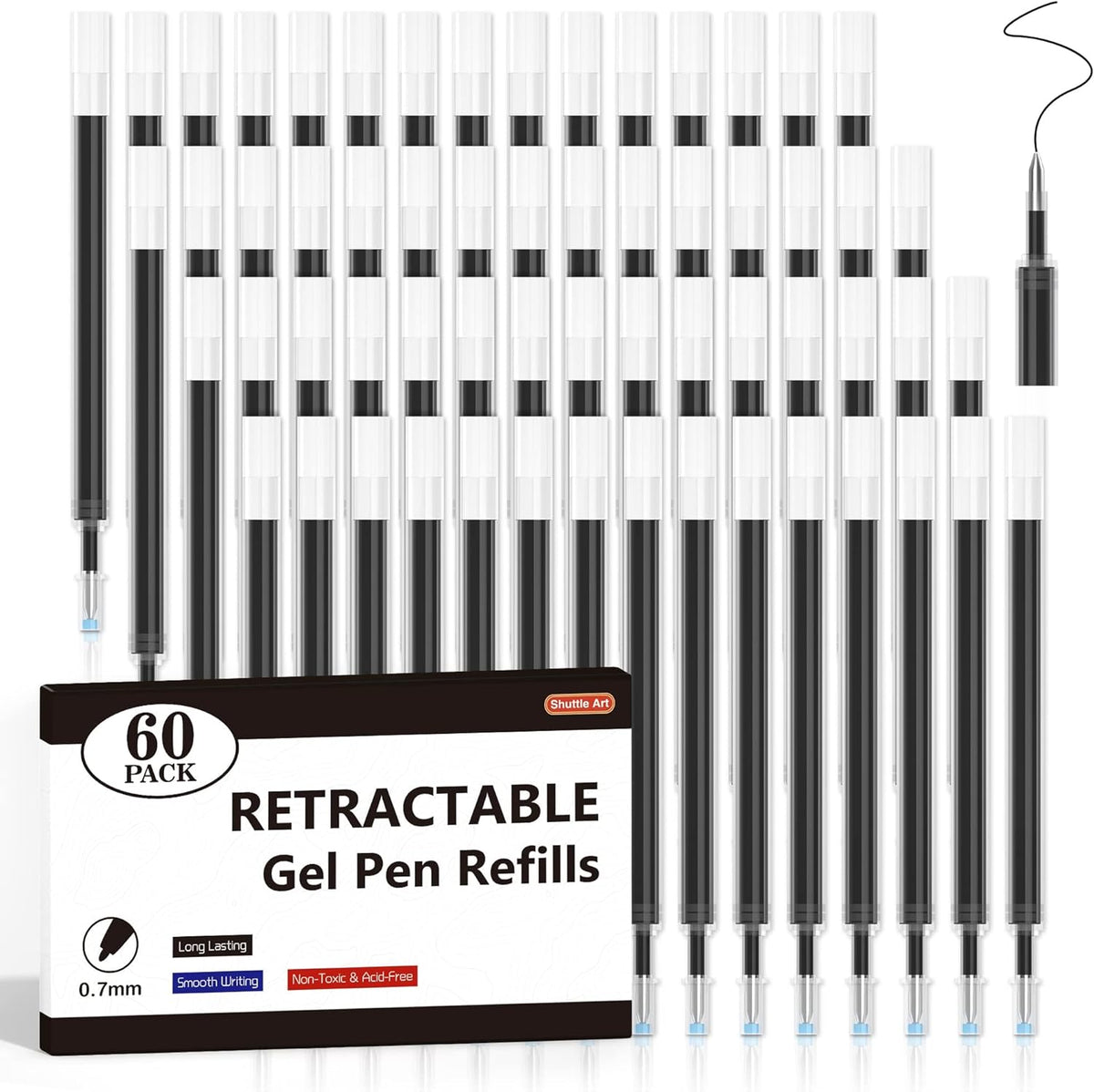 Retractable Gel Pen Refills Set of 60 — Shuttle Art