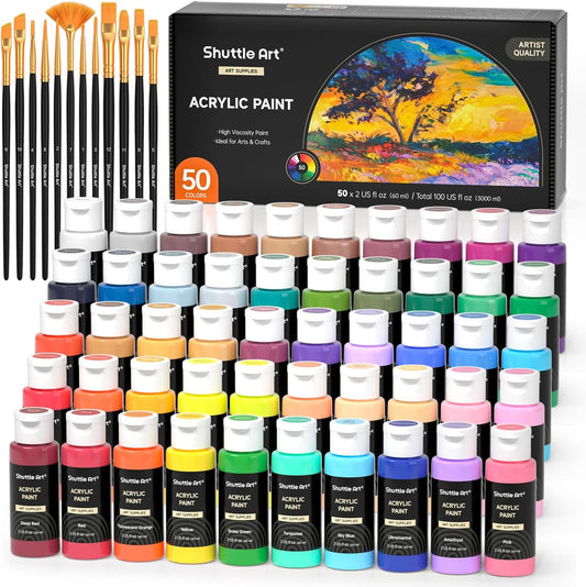 Acriylic Paint for Artist, 60ml/2oz Bottles- Set of 50