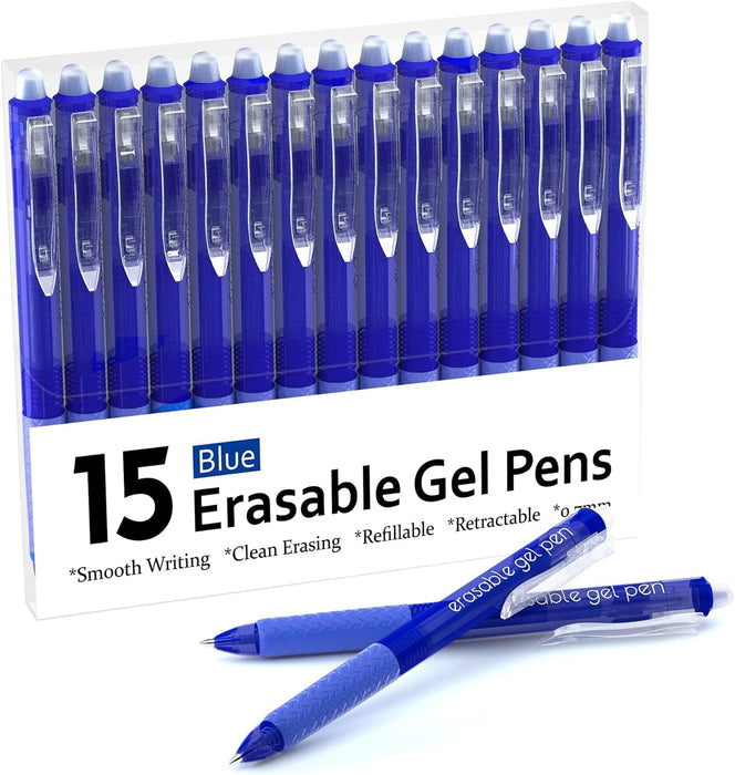 Erasable Gel Pens - Set of 15 Blue