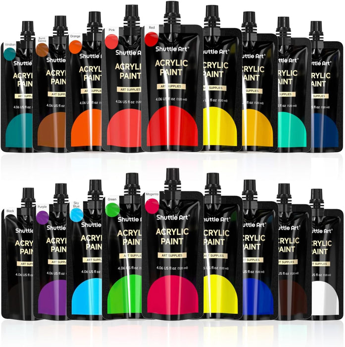 Acrylic Paint, 120ml Bags - Set of 18