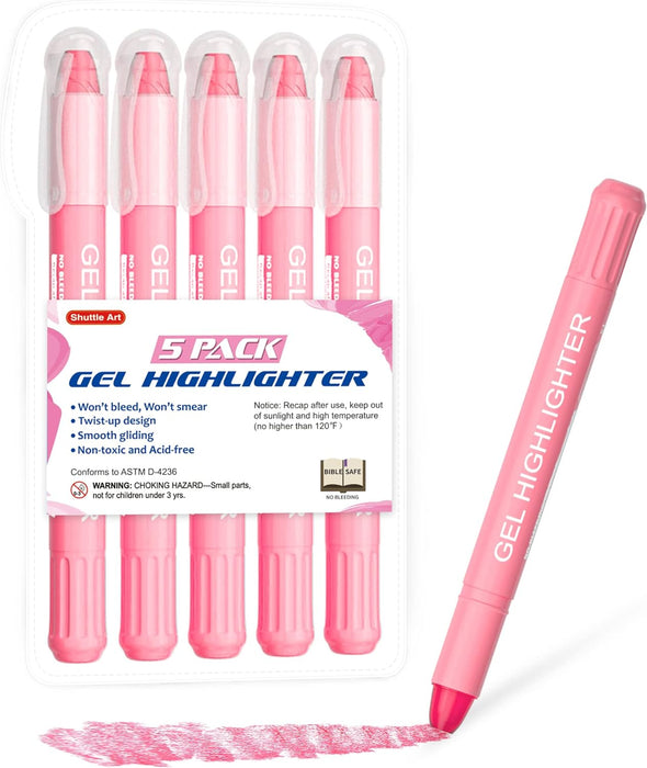 Pink Gel Highlighters - Set of 5