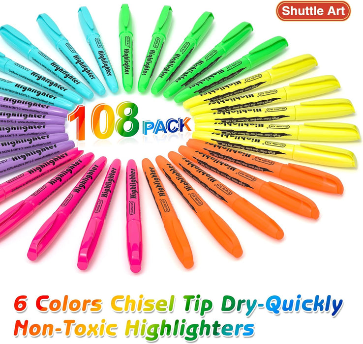 Highlighters Assorted Colors, 6 Colors - Set of 108