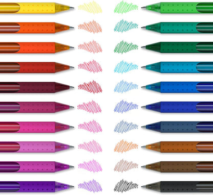 Retractable Gel Ink Pens with Grip, Medium Point (0.7mm) - Set of 20