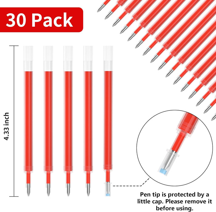 Retractable Gel Pen Refills - Set of 30 Red