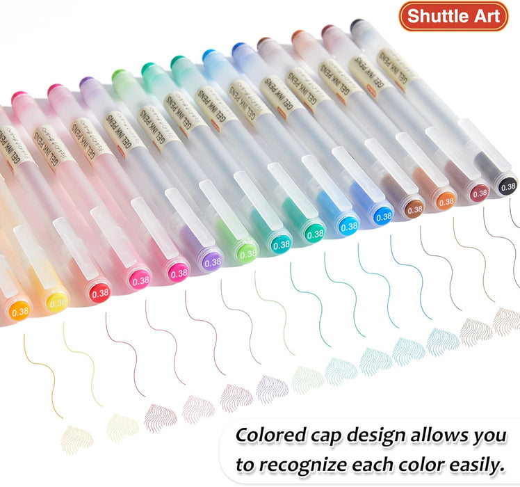 Colored Gel Ink Ball Point Pens - Set of 15