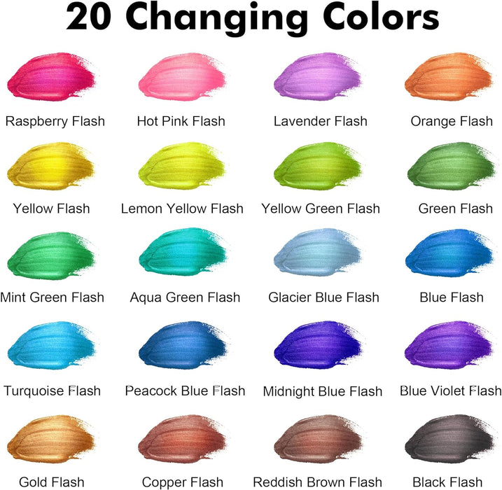 Color Change Acrylic Paint Set of 20 Chameleon Colors